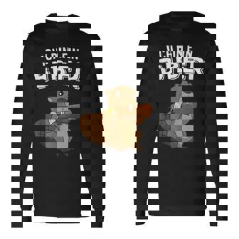 Castor Avec Tronc D'arbre Cadeau Amusant Pour Les Amateurs De Castor T-shirt à manches longues - Cadeauxyz