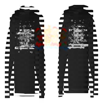 Cat Christmas Light Reindeer Santa Christmas Cat Lover Xmas Long Sleeve T-Shirt | Mazezy