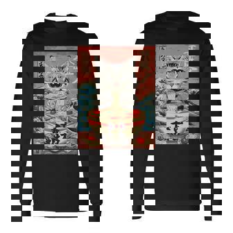 Cat Eating Ramen Noodles Kawaii Anime Manga Japanese Food Long Sleeve T-Shirt - Monsterry