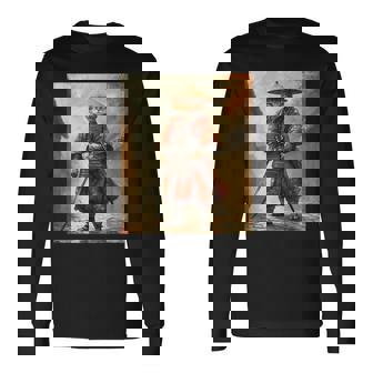 Cat Samurai Japan Japanese Graphic Long Sleeve T-Shirt | Seseable FR