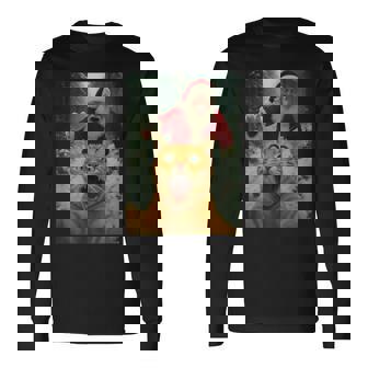 Cat Selfie With Santa Claus Kitten Christmas Lover Long Sleeve T-Shirt | Seseable UK