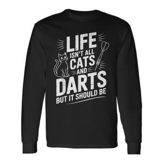 Cats And Darts Dart Player Darts Long Sleeve T-Shirt - Monsterry