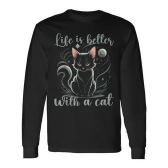 Cats Lover Cute Cat Long Sleeve T-Shirt - Thegiftio UK