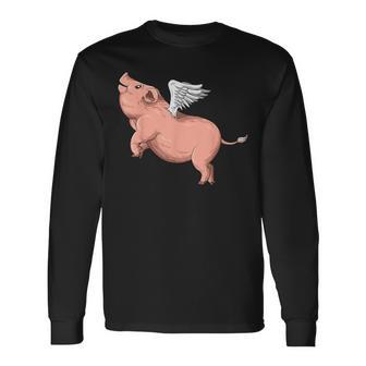 Cerdoolador Con Alas Mosca Amantes Del Cerdo Camiseta de manga larga - Regaloses