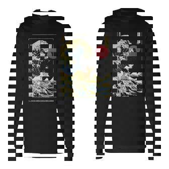 Cerf Kanagawaague Drôleurf Animal T-shirt à manches longues - Cadeauxyz