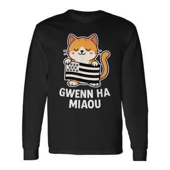 Chat Breton Gwenn Ha Du – Bretagne Humour Empreintes Patte T-shirt à manches longues - Cadeauxyz