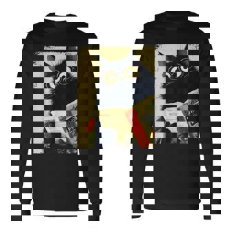 Chat Japonaisintage Pour Amoureux Des Livres Bibliothécaire Chat Papa Enseignant T-shirt à manches longues - Cadeauxyz