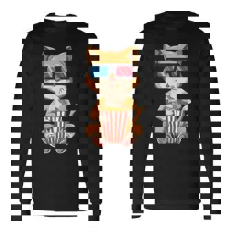 Chat Popcorn Regardant Un Film Chat Cinéma Amoureux Des Chats T-shirt à manches longues - Cadeauxyz