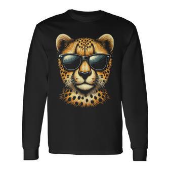 Cheetah With Sunglasses Cheetah Animal Long Sleeve T-Shirt - Thegiftio UK