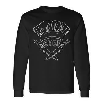 Chef Cuchillos Yombrero De Chef Ilustración De Cocina Camiseta de manga larga - Regaloses