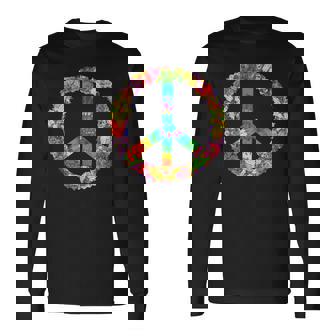 Chemise Hippie Avec Inscription Peaceign Love Années 60 Années 70 T-shirt à manches longues - Cadeauxyz