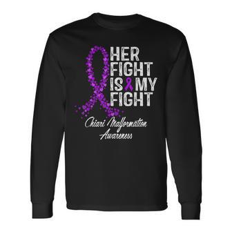 Chiari Malformation Awareness Her Fight Warrior Support Long Sleeve T-Shirt - Thegiftio UK