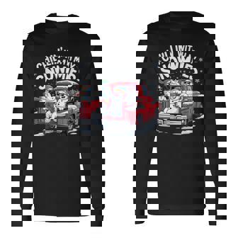 Chillin With My Snowmies Pickup Truck Snowman Christmas Long Sleeve T-Shirt - Monsterry