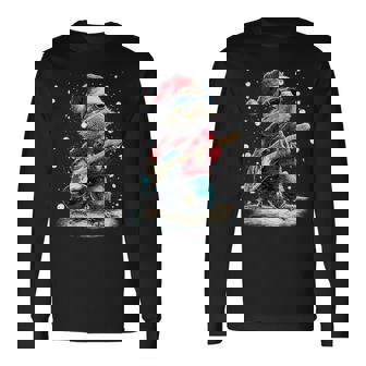 Christmas Bearded Dragon Playing Guitar Musician Animal Long Sleeve T-Shirt | Seseable FR