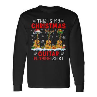 My Christmas Guitar Playing Three Santa Instruments Long Sleeve T-Shirt - Thegiftio UK