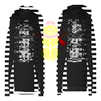 Christmas Softball Snowman Girls Softball Christmas Long Sleeve T-Shirt | Seseable CA