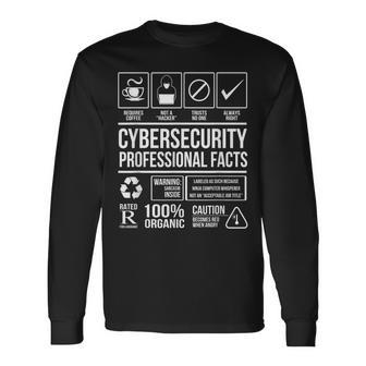 Ciberseguridad Hechos Profesionales Codificación Hacker Camiseta de manga larga - Regaloses