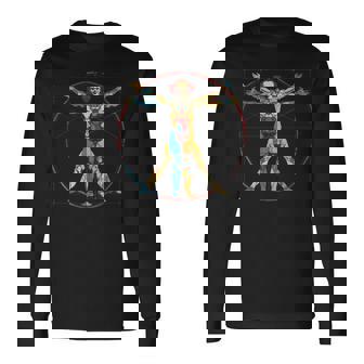 Clowncore Aesthetic Vitruvian Man Clown Creepy Goth Long Sleeve T-Shirt - Thegiftio