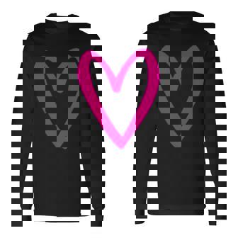 Cœur Love Rétrointage Petit Cœur Roseaint-Valentin T-shirt à manches longues - Cadeauxyz