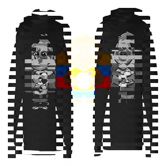 Colombia Fútbol Perezoso Fútbol Aficionado Animal Ball Camiseta de manga larga - Regaloses