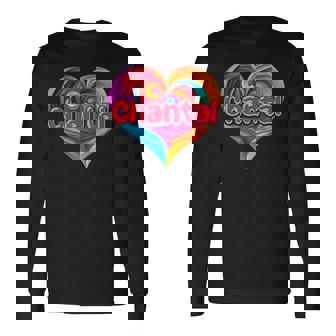 Coloré Avec Inscription I Heart Love Chantal T-shirt à manches longues - Cadeauxyz