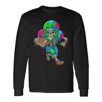 Colorful Skeleton Football Ice Cream Drip Player Long Sleeve T-Shirt - Thegiftio UK