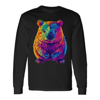 Colorful Wombat Lover Cute Australian Animals Black Long Sleeve T-Shirt - Thegiftio UK