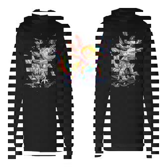 Colourful Watercolour Axolotl Long Sleeve T-Shirt - Thegiftio