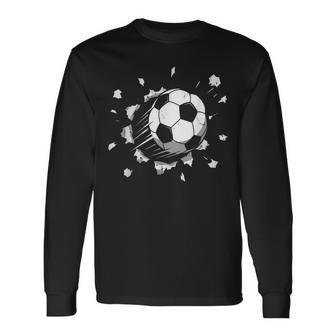 Cool Soccer Ball Graphic Youth Soccer Long Sleeve T-Shirt | Seseable CA