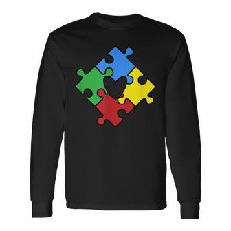 Corazón Puzzle Autismo Apoyo Diseño Especial Educaciónímbolo Camiseta de manga larga - Regaloses