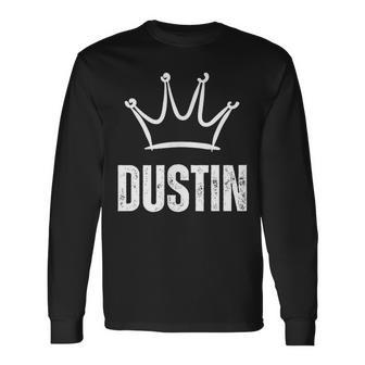 Corona King Dustin Ganador Personalizado De Primer Nombre De Cumpleaños 1 Camiseta de manga larga - Regaloses