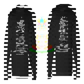 Costume De Méditation Et Hippie Raton Laveur Fête Des Années 70 Et Années 60 T-shirt à manches longues - Cadeauxyz