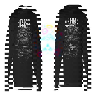 Country Of China Cat Wearing Sunglasses And Flowers Tank Top Long Sleeve T-Shirt | Mazezy