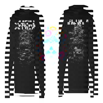 Country Of Guatemala Cat Wearing Sunglasses Flowers Tank Top Long Sleeve T-Shirt | Mazezy