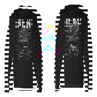 Country Of Ireland Cat Wearing Sunglasses And Flowers Tank Top Long Sleeve T-Shirt | Mazezy