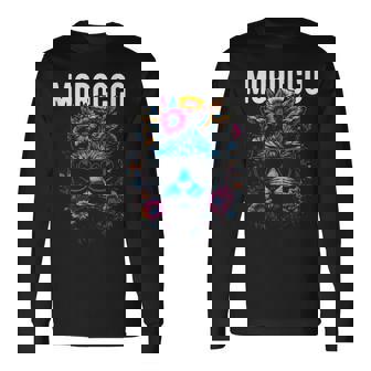 Country Of Morocco Cat Wearing Sunglasses And Flowers Tank Top Long Sleeve T-Shirt | Mazezy