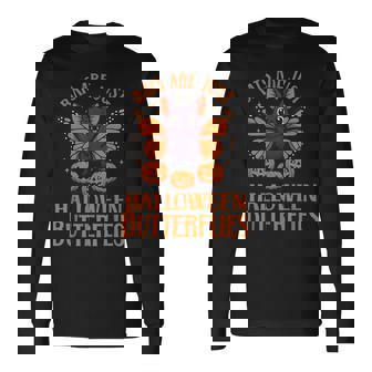 Creepy Cute Bat Halloween Butterfly With Pumpkins Fall Long Sleeve T-Shirt - Thegiftio