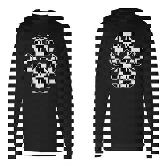 Cute Checkered Paw Print Love Paw Print Checkered Dog Lover Long Sleeve T-Shirt | Mazezy