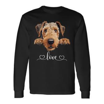 Cute Dog Graphic Love Puppy Airedale Terrier Dog Long Sleeve T-Shirt - Thegiftio UK