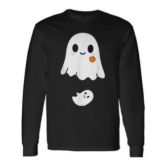 Cute Ghost Halloween Maternity Pregnancy Announcement Long Sleeve T-Shirt - Thegiftio