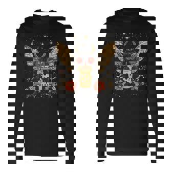 Cute Kawaii Mothman Bubble Tea Boba Cottagecore Aesthetic Long Sleeve T-Shirt - Monsterry