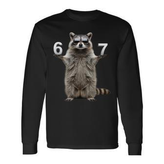 Cute Raccoon 67 Meme Six Seven 6-7 67 6 7 Long Sleeve T-Shirt | Seseable UK