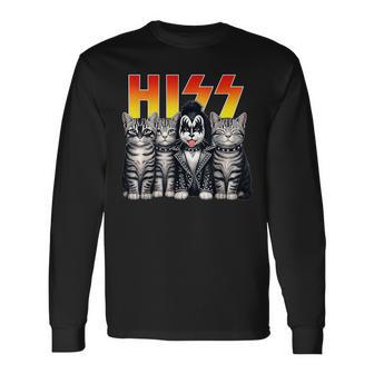 Cute Hiss Cats Rock Kittens Kitty Rocking Music Cat Lovers Long Sleeve T-Shirt - Monsterry