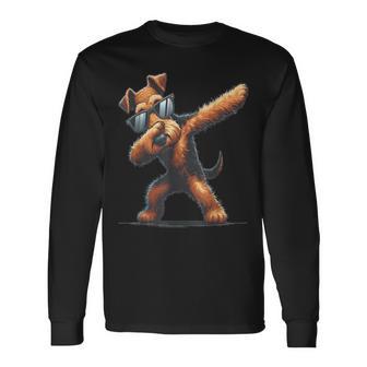 Dab Airedale Terrier Dancing Dabbing Dog Long Sleeve T-Shirt - Thegiftio UK