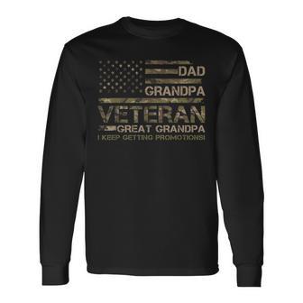 Dad Grandpa Veteran Great Grandpa Father's Day Usa Flag Long Sleeve T-Shirt - Monsterry