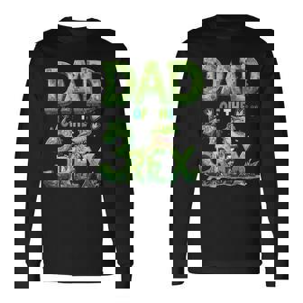 Dad Of The Three Rex Birthday Boy Dinosaur Family Matching Long Sleeve T-Shirt | Seseable FR