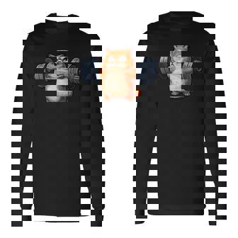 De Levantamiento De Pesas Para Gatos Divertida De Entrenamiento Y Fitness Para Gatos Camiseta de manga larga - Regaloses