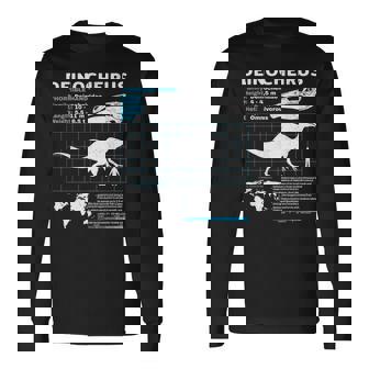 Deinocheirus Fact Sheet Dinosaur Facts Long Sleeve T-Shirt - Monsterry