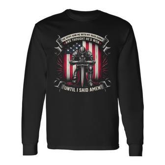 Devil Saw Me With My Head Thought He'd Won Until I Said Amen Long Sleeve T-Shirt - Monsterry