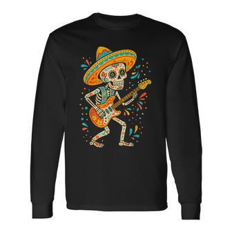 Dia De Los Muertos Skeleton Dancing Skull Day Of The Dead Long Sleeve T-Shirt - Thegiftio UK